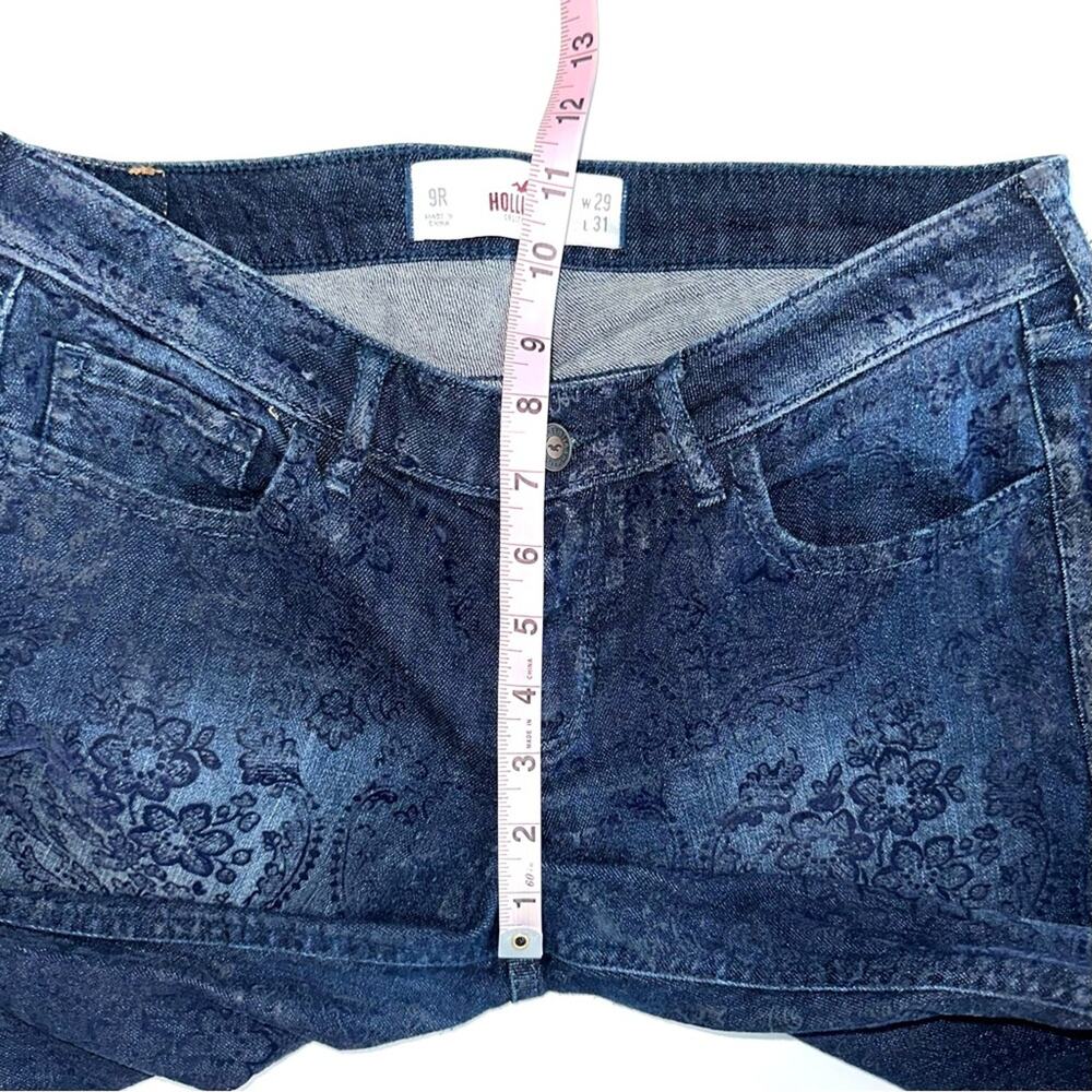 Hollister Floral Pattern Velvet Flocked Denim Skinny Jeans Size 9R - Picture 10 of 14